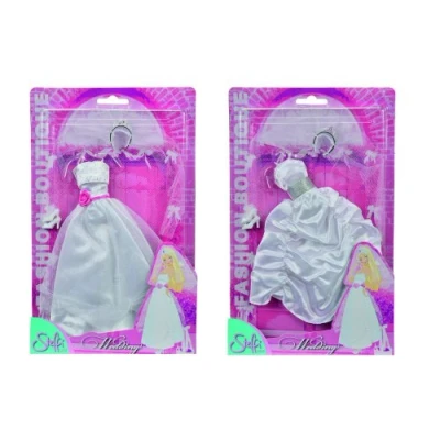 Afbeelding van Simba 105721167 Steffi Love trouwjurk/wit / 2 voudig gesorteerd/er wordt slechts één artikel geleverd/Voor alle 29 cm kleedpoppen/zonder pop