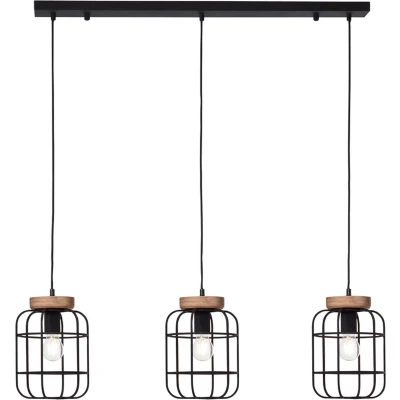 Afbeelding van Leen Bakker Brilliant Hanglamp Gwen 3lichts Zwart Hanglampen Hout