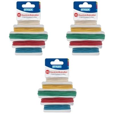 Afbeelding van Stylex 31321 3 Rubberbandset met 3x 95 stuks in 5 verschillende kleuren diameters 90 mm, 120 130 150 mm en 180