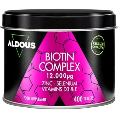 Afbeelding van Biotine 12000 mcg 400 Capsules van 250 mg Biotin, Zink, Selenium, Vitamine D3 en E voor haar, huid nagels Haargroei Vitamines haar Geproduceerd in EU