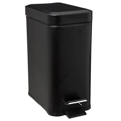 Afbeelding van 5Five Prullenbak/pedaalemmer zwart rvs metaal 5 liter 14x29x30 cm Pedaalemmers