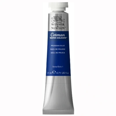 Afbeelding van Winsor &amp; Newton 0308538 Cotman aquarelverf, uitstekende transparantie, kleursterkte, tintsterkte en goede schildereigenschappen 21ml Tube, Prussian Blue