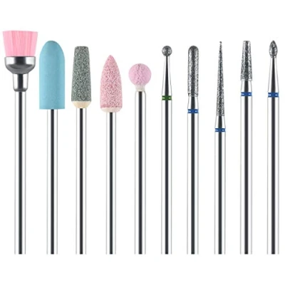 Afbeelding van URAQT Nail Bits Set, 10 stks Elektrische Manicure Set 3/32&quot;, Professionele Nagelboorset Drill Kit voor Peel, Slijpen, Polijsten, Nagelverwijdering