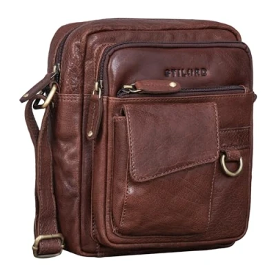 Afbeelding van STILORD &#039;Ryan&#039; Schoudertas Mannen Lederen Kleine Tas Crossbody Bag Vintage Geval 9.7 &#039;iPad Zak Boodschapper Echt lederen, Kleur:maraska donkerbruin