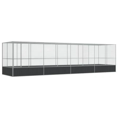 Afbeelding van vidaXL Volière met verlengstuk 832x207x212 m staal zilverkleurig, vogelvolière, papegaaienkooi, grote parkietenkooi, vogelkooi