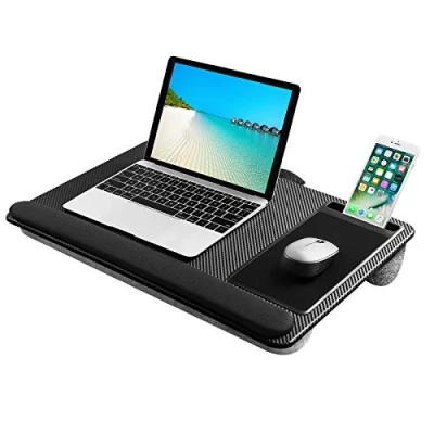 Afbeelding van Lichtgewicht laptoplade voor laptop met kussen, schootstandaard ingebouwde muismat, polssteun/telefoonsleuf, laptopformaat tot 17 inch, bank en bed