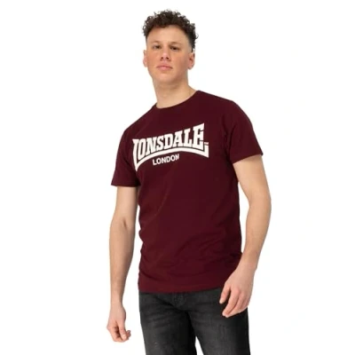 Afbeelding van Lonsdale Normale Passform Fulwood Tshirt print, Heren, Maat: Large, Oxblood ecru