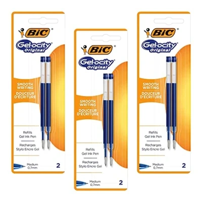 Afbeelding van Gelschrijvervulling Bic voor diverse gelpennen medium zwart blister à 2 stuks