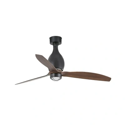 Afbeelding van Faro Lighting Mini Eterfan LED mat zwart, houten plafondventilator met DC motor, 3000K