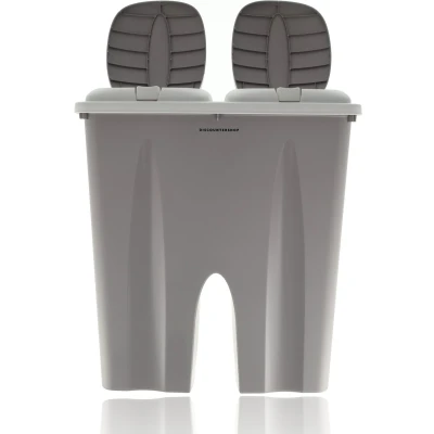 Afbeelding van Afvalemmer 50 Liter (2x 25L) Grijs voor Afvalscheiding Prullenbak afval afvalbak Container