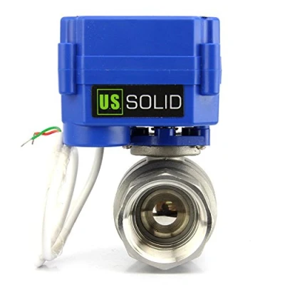 Afbeelding van U.S. Solid 1&quot; gemotoriseerde roestvrijstalen ventiel, 2 weg kogelkraan, elektrisch, 9 24 V AC/DC, draden, automatische terugslag NC
