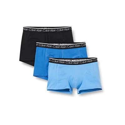 Afbeelding van Calvin Klein Heren 3 Pack Boxers Trunks PK met Stretch, Zwart/Delft/Zilver Lake Blue, XL