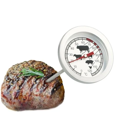 Afbeelding van COM FOUR® gebraden thermometer van roestvrij staal analoge vleesthermometer tot 120 C grillthermometer vleesnaald 10 cm (001 stuks)