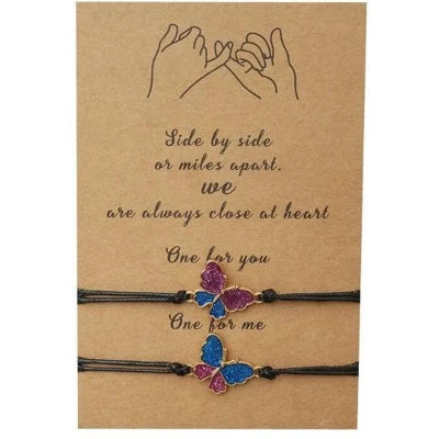 Afbeelding van Akyol Vriendschapsarmband Vriendschaps Armband vriendinnen pinky promise vlinder voor cadeau gift met hangertje Paarse 30 cm best friends