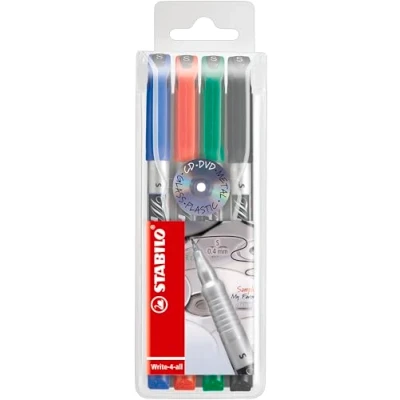 Afbeelding van Permanent marker STABILO Write 4 all superfijn stuks blauw, rood, groen, zwart