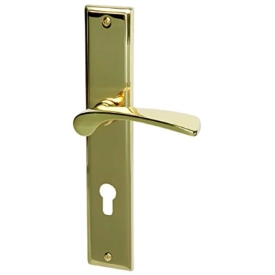 Afbeelding van Alpertec 32215853 Nelson LS messing gepolijst PZ krukgarnituur deurklink deurbeslag nieuw, woningingangsdeuren aan beide zijden klink