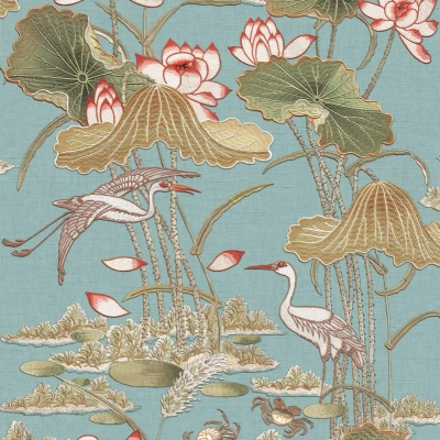 Afbeelding van Dutch Wallcoverings Tapestry TP422704 Lotus Pond Grijs