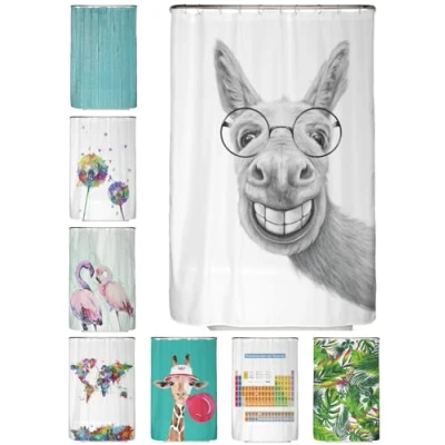 Afbeelding van arteneur® Anti schimmel douchegordijn, 120 x 180 cm, gerecycled, Oeko Tex standaard 100, verzwaarde zoom, ondoorzichtig, waterdicht, wasbaar, 8 ringen en e book (Nederlands niet gegarandeerd), ezel