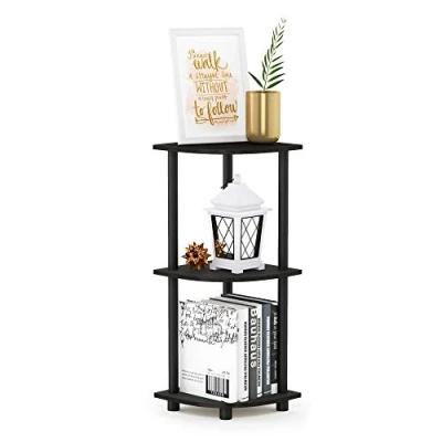 Afbeelding van Furinno Hoekrek multifunctioneel rek met 3 niveaus, hout, espresso/zwart, 29,46 x 75,18 cm