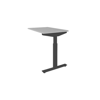 Afbeelding van Linesto Plus aanbouwtafel, hoogte instelbaar (65 85cm) met 80x60cm licht grijs 25mm blad en zwart (RAL9005) t poot frame rechte tenen