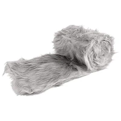 Afbeelding van Ideen mit Herz Kunstbontband, bontstof, 12 cm breed, 2 m lang, ideaal voor knutselen, naaien, decoreren, tafelloper (lichtgrijs)
