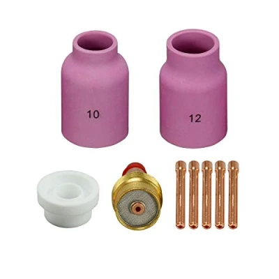 Afbeelding van RIVERWELD 9 stuks gaslens 45V64 10N24 (2,4 mm opening) 54N63 Isolator aluminiumoxide mondstukbeker 53N87 (#12 D19.0x48mm) 53N88 (#10 D16.0x48mm) Kit geschikt voor DB PTA SR WP 17 18 26 TIG lassen