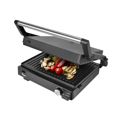 Afbeelding van BiKitchen grill 200 Contactgrill Elektrisch Controlelampje, Inklapbaar, Traploze temperatuurregeling Zwart