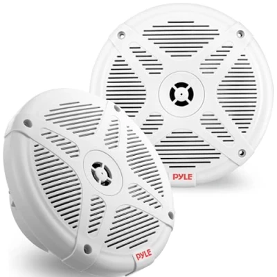 Afbeelding van Pyle 6.5 Inch Marine Speakers (Pair) 2 way IP X4 Waterproof and Weather Resistant Outdoor Audio Dual Stereo Sound System with 600 Watt Power Low Profile Design PLMR652W (White)