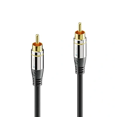 Afbeelding van Sonero® Premium 10,0 m cinch kabel, 1x stekker naar stekker, subwoofer, versterker, beamer, AV ontvanger, zwart