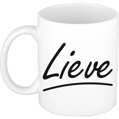 Afbeelding van Lieve voornaam kado beker / mok sierlijke letters gepersonaliseerde met Naam mokken