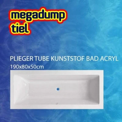 Afbeelding van Plieger Tube kunststof bad acryl rechthoekig met poten wit