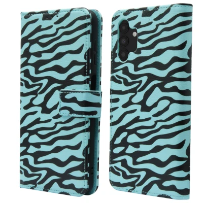 Afbeelding van Samsung Galaxy A13 (5G) Hoesje Kunstleder iMoshion Bookcase Black Blue Stripes Telefoonhoesje