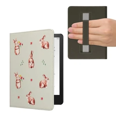 Afbeelding van kwmobile case compatibel met Amazon Kindle Paperwhite 11. Generation 2021 hoes E reader cover van kunstleer In wit/bruin/lichtroze
