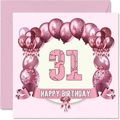 Afbeelding van Leuke 31e verjaardagskaarten voor vrouw verjaardag ballonnen gelukkige verjaardagskaart vader moeder zoon dochter broer zus oom tante neef, 145 mm x wenskaarten,