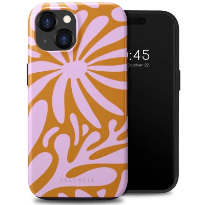 Afbeelding van Apple iPhone 15 Hoesje Kunststof Selencia Hardcase/Backcover Modern Bloom Pink Telefoonhoesje