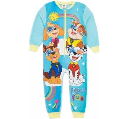 Afbeelding van Paw Patrol onesie blauw met gele accenten pyjama maat 92/98