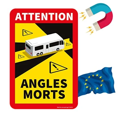 Afbeelding van PRINT.GG Dode hoek sticker Frankrijk Angles Morts magneet camper en bus magneetbord auto 17 x 25 cm campersticker waarschuwingsbord vrachtwagen magneetborden