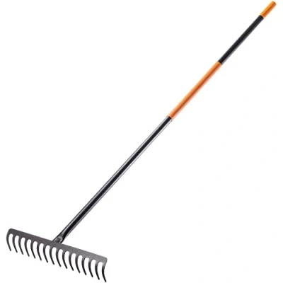 Afbeelding van KADAX hark, tuinhark van metaal, brede hark met 154,5 cm lange metalen steel, tuingereedschap voor wieden, bemesten, gazon en bladeren (rechthoekig, 16 tanden)