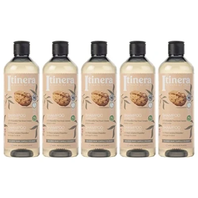 Afbeelding van ITINERA Shampoo voor gekleurd haar met chandler noten uit Veneto, 95% natuurlijke ingrediënten, 370 ml x5