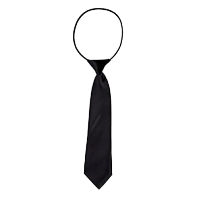 Afbeelding van DonDon Jongens Stropdas Kinderen Zijde Look glanzend en voorgebonden 7 cm breed Zwart