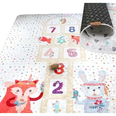 Afbeelding van Hamur Home Babyspeelkleed Antislip Speelkleed Opvouwbaar Kruipmat Kinderen Babytapijt 150 X Cm Voor Kinderkamers Speelkamers Wasmachines Wasbare Kindermat (Hopschotch)
