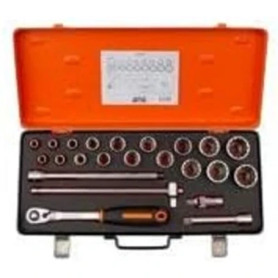 Afbeelding van Bahco Doppenset 1/2&quot; slanke ratel twaalfkant inch maten 23 delig koffer 7823DZS