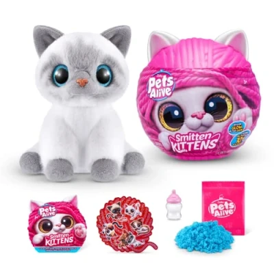 Afbeelding van Pets Alive Smitten Kittens Surprise, Bonnie, Nurture Play, knuffel uitpakken, interactief, 10 geluiden, ultrazachte knuffels, elektronisch katje adopteren (Bonnie)