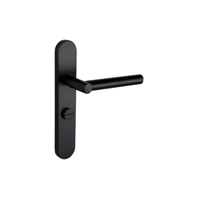 Afbeelding van Lavuzo deurkruk Grosetto Zwart met afgerond schild WC63/8 badkamersluiting Per set