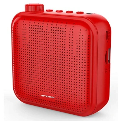 Afbeelding van Spraakversterker, 12 W Oplaadbaar PA systeem (1200 mAh) met Bekabelde Microfoon voor Docenten, Gids en Meer (rood)
