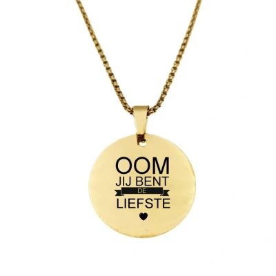 Afbeelding van Ketting RVS Rond Goud Oom Jij Bent De Liefste