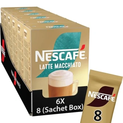 Afbeelding van Nescafé Gold Latte Macchiato oploskoffie 6 doosjes à 8 zakjes