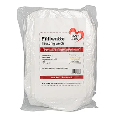 Afbeelding van Zachte watten voor pluche, kussens enz. wit, wasbaar, Oeko Tex gecertificeerd, 0,5 kg