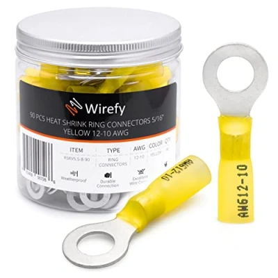 Afbeelding van Wirefy 90 Stuks M8 Kabeloog Kabelschoenen Krimpkous Auto&#039;s Rond Connector Kit Geïsoleerd 4 6 mm²