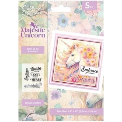 Afbeelding van CC Majestic Unicorn Clearstamp/Snijmal Born to be a